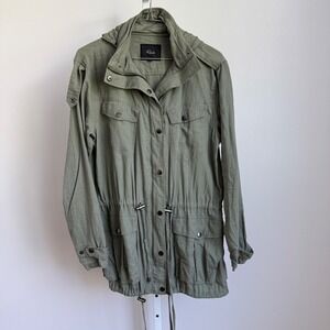 Rails Olive‎ Green Linen Hooded Utility Anorak Jacket sz S Outdoors Military